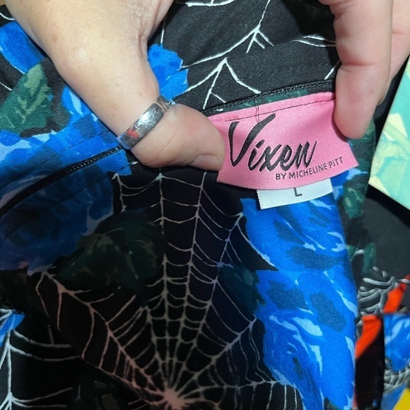 Vixen by Micheline Pitt Black and Blue Web Midi Dress - Picture 2 of 2